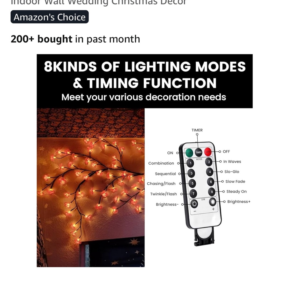 Pink Floral LED Light Set with Remote - Picture 10 of 16